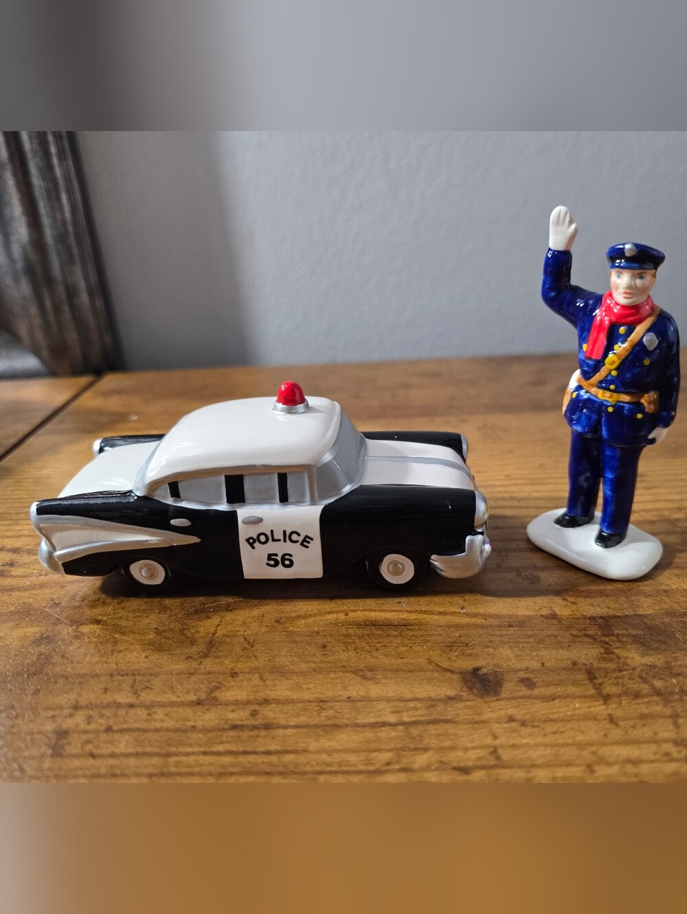 Department 56 Snow Village "Calling All Cars!" Officer & Police Car Figurines -